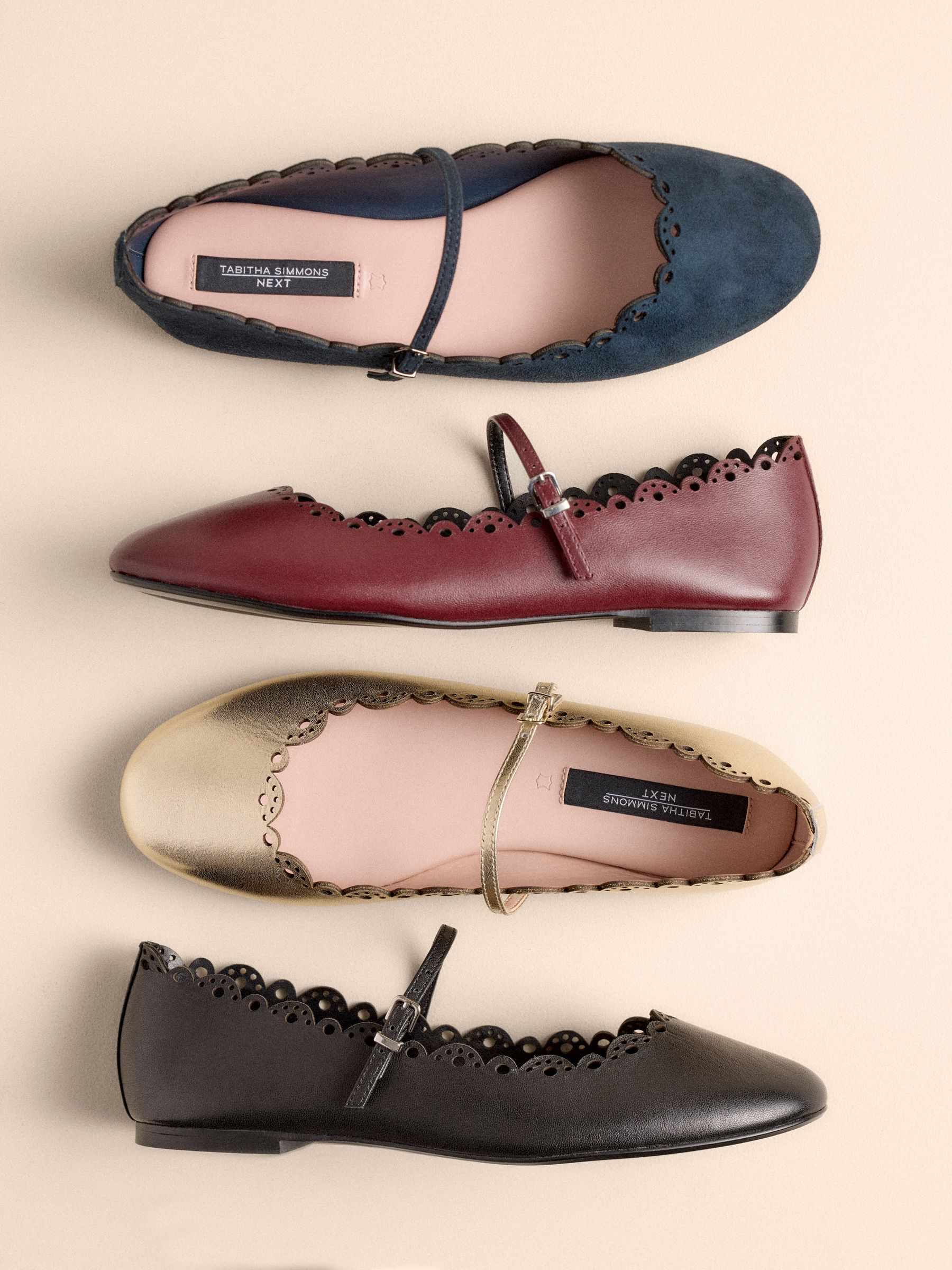 Marineblauw - Tabitha Simmons x Next Elfie Leather Scalloped Mary Jane Shoes