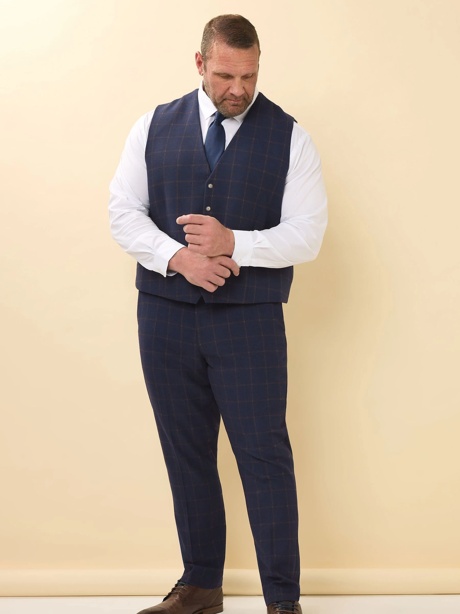 Blauw - BadRhino Big & Tall Tweed Waistcoat