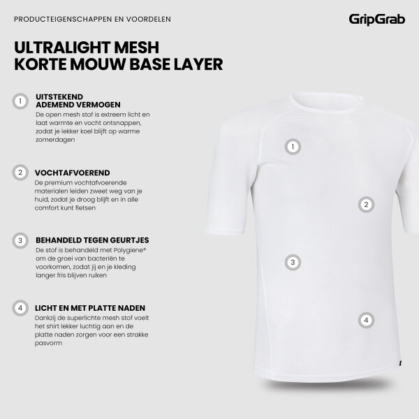 GripGrab Ultralight Mesh Ondershirt Korte Mouwen Wit 2-pack