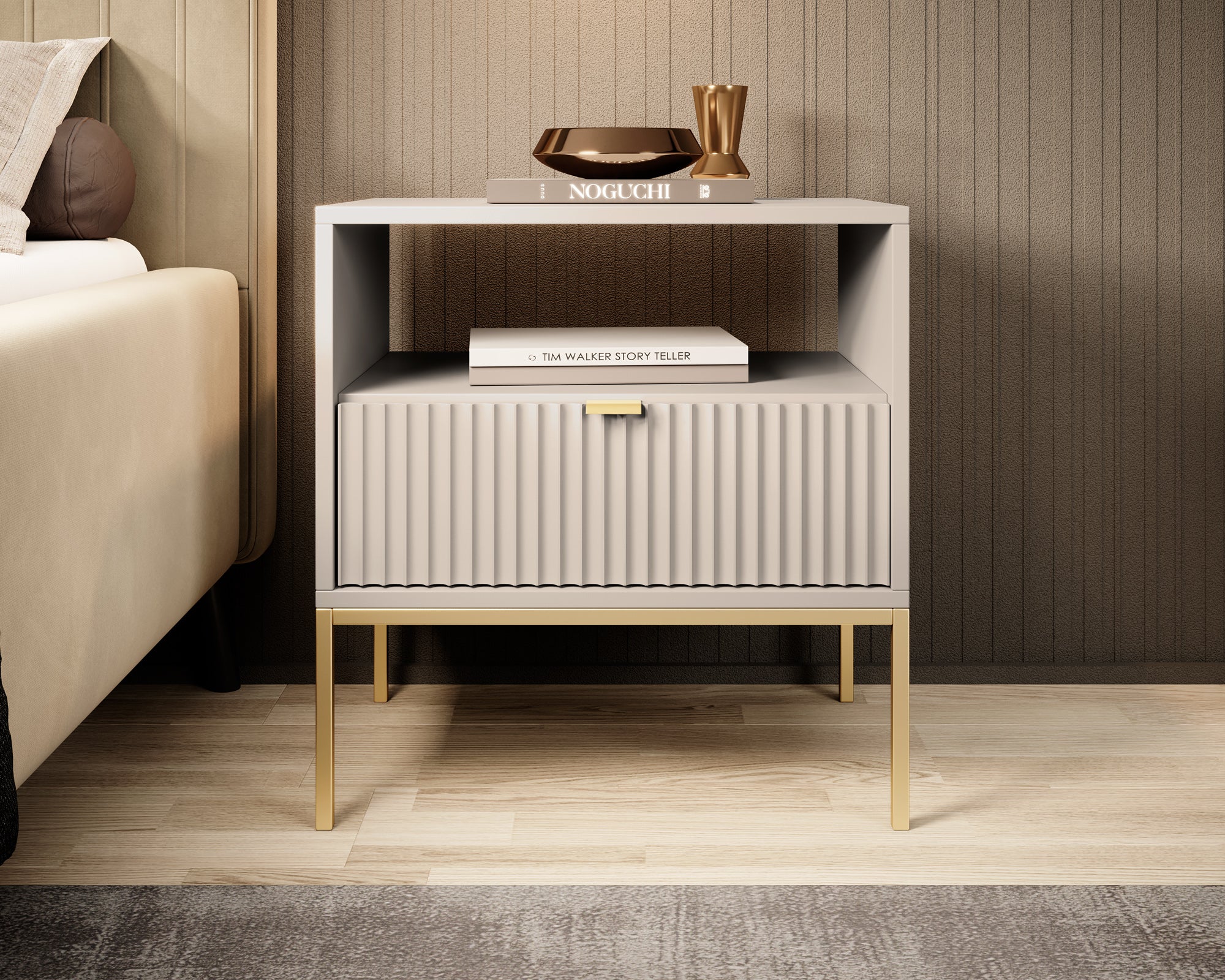 Navil 2 - Nachtkastje - Beige - 54x39x56 cm