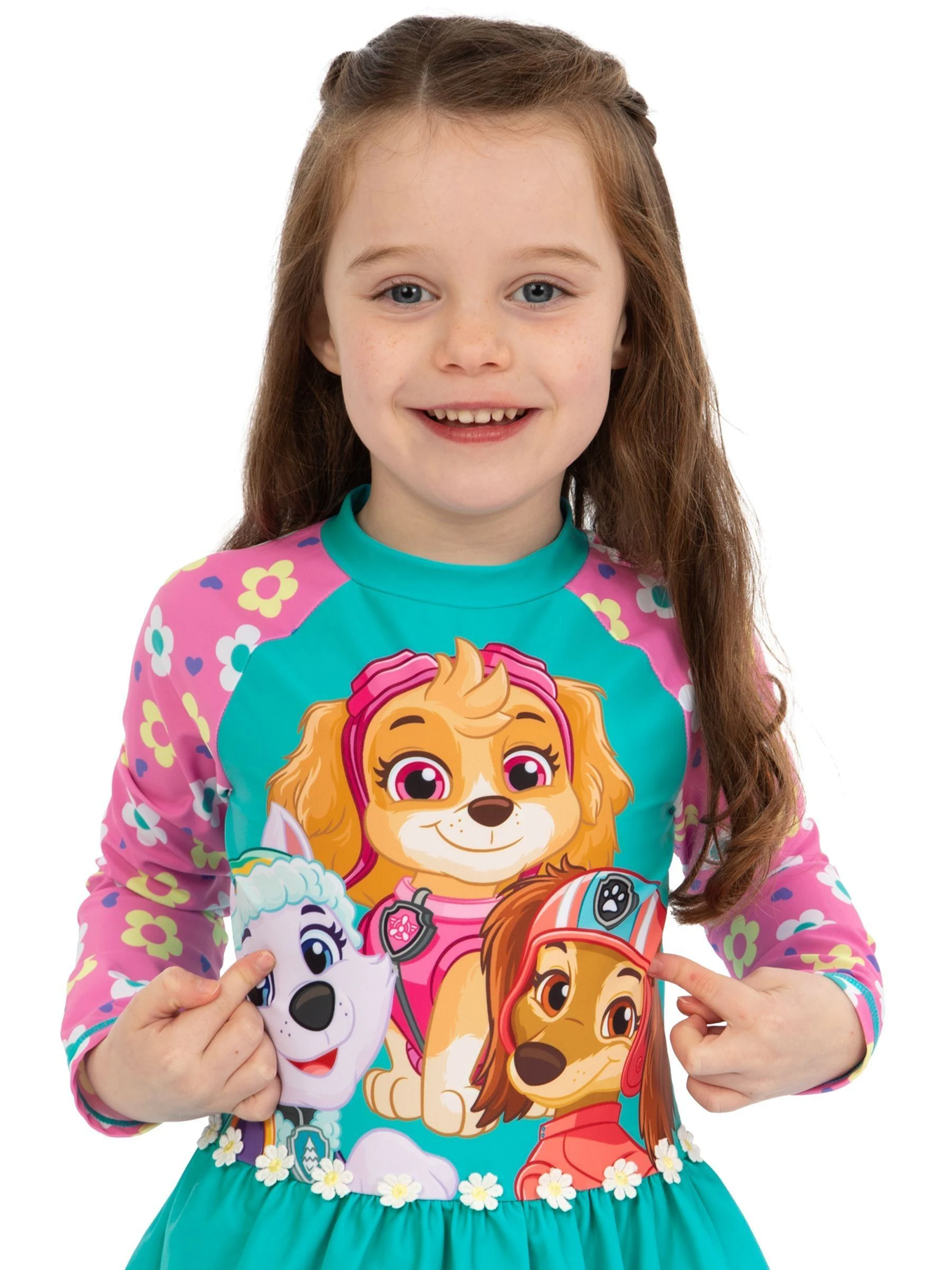 Personage PAW Patrol Skye zwempak met lange mouwen en bloemenprint