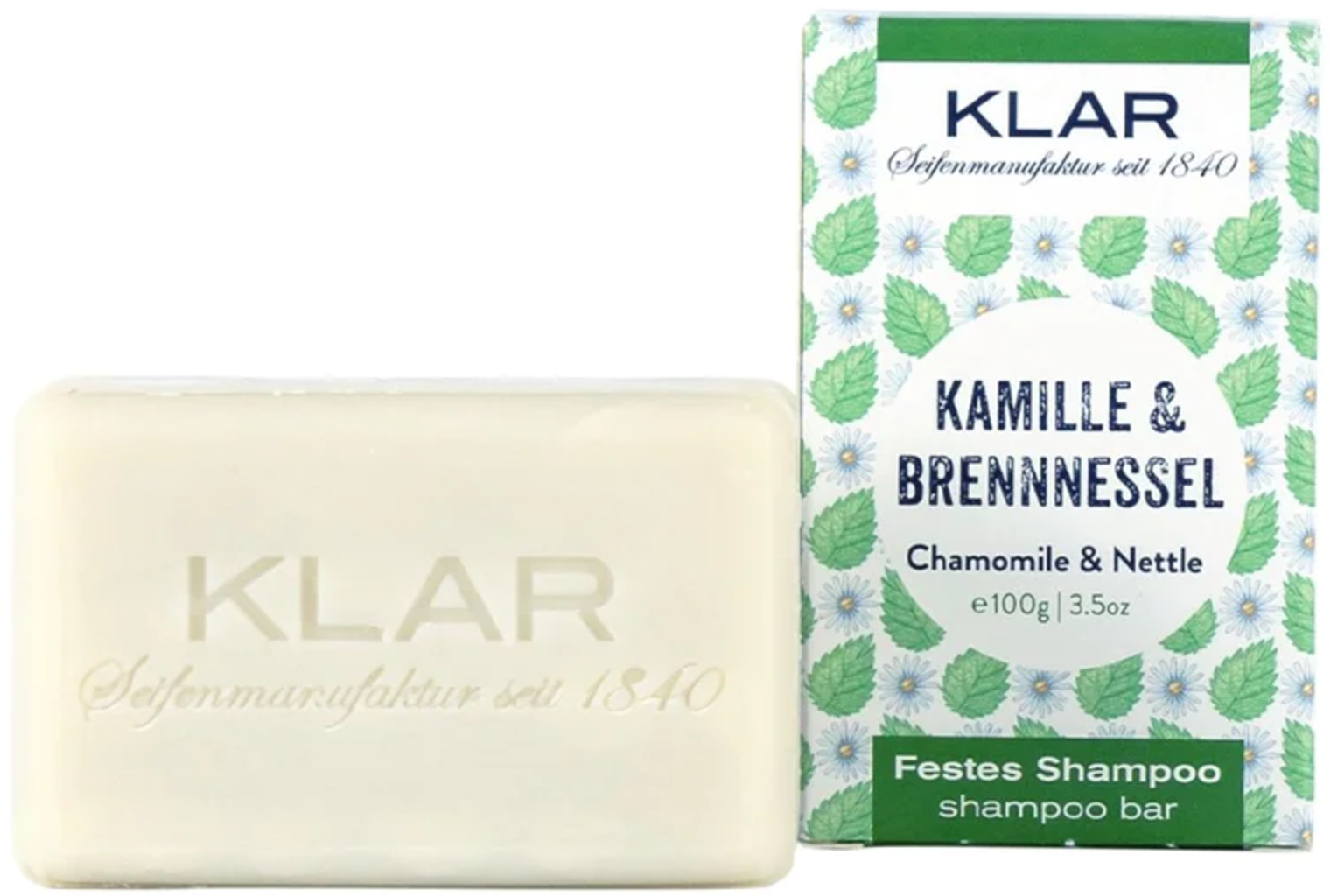 KLAR  Festes Shampoo Kamille & Brennnessel, 100 g