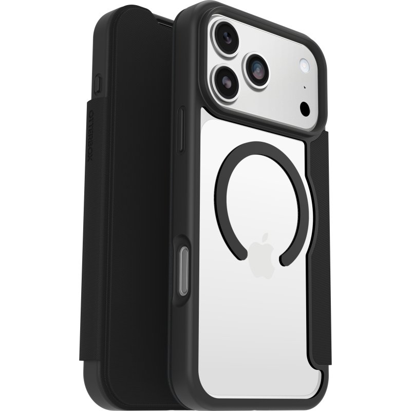 OtterBox React Folio MagSafe Series pour Apple iPhone 17 Pro Max, noir Crystal, transparente/noir