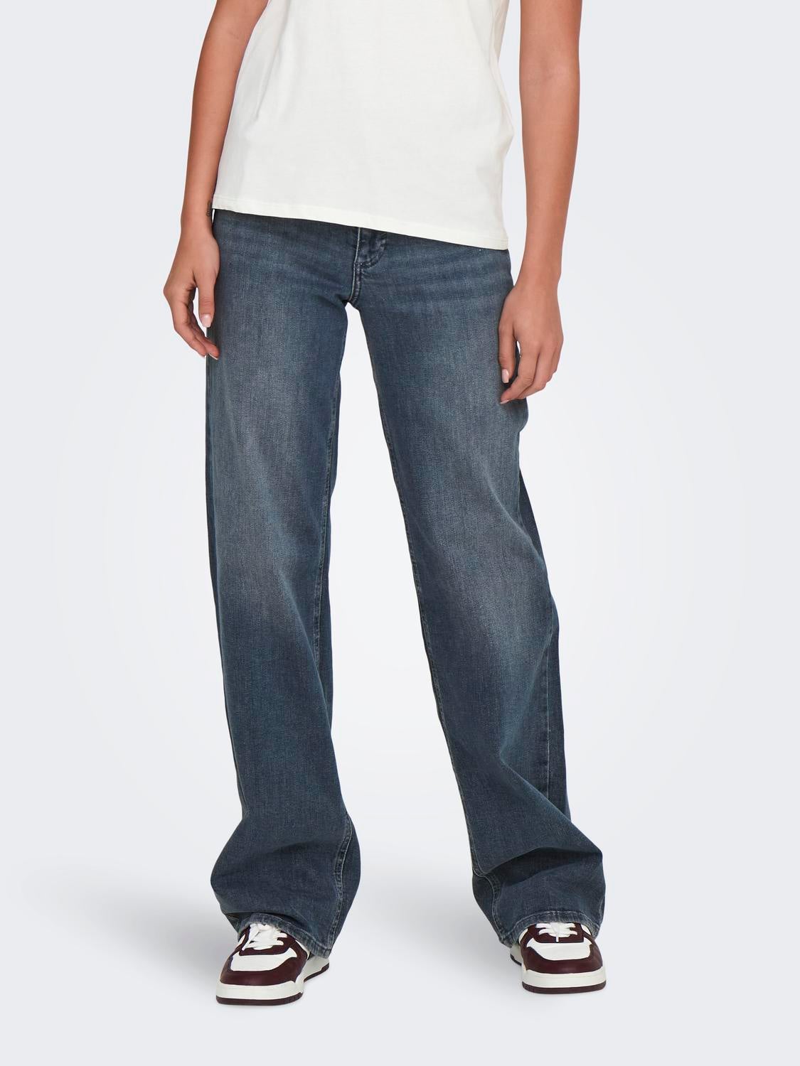ONLJUICY Hohe Taille Weiter Beinschnitt Jeans Special Blue Grey Denim