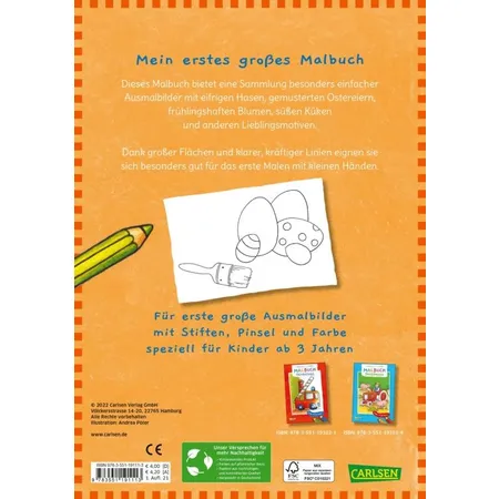 Carlsen Verlag Ausmalbilder für Kita-Kinder: Mein erstes großes Malbuch: Ostern
