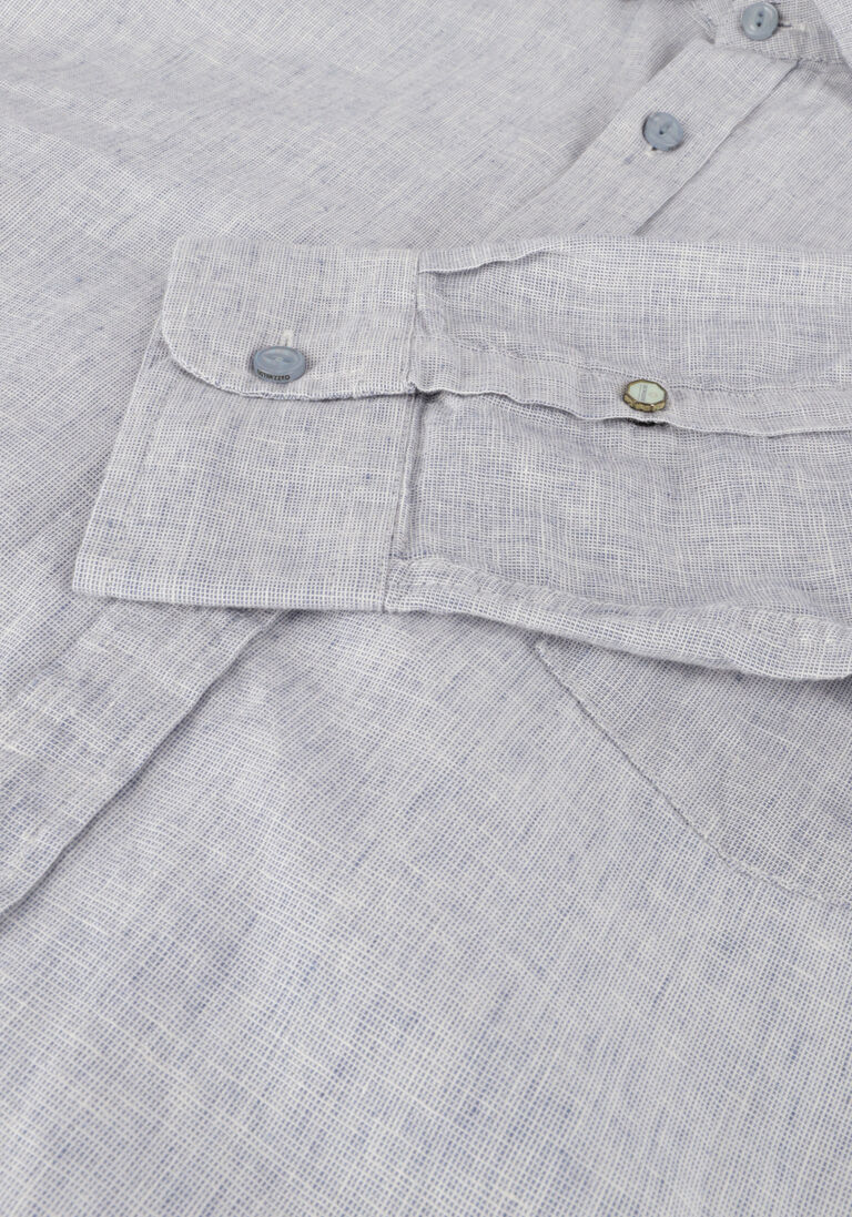 DSTREZZED blauwe dstrezzed casual overhemd shirt linen melange