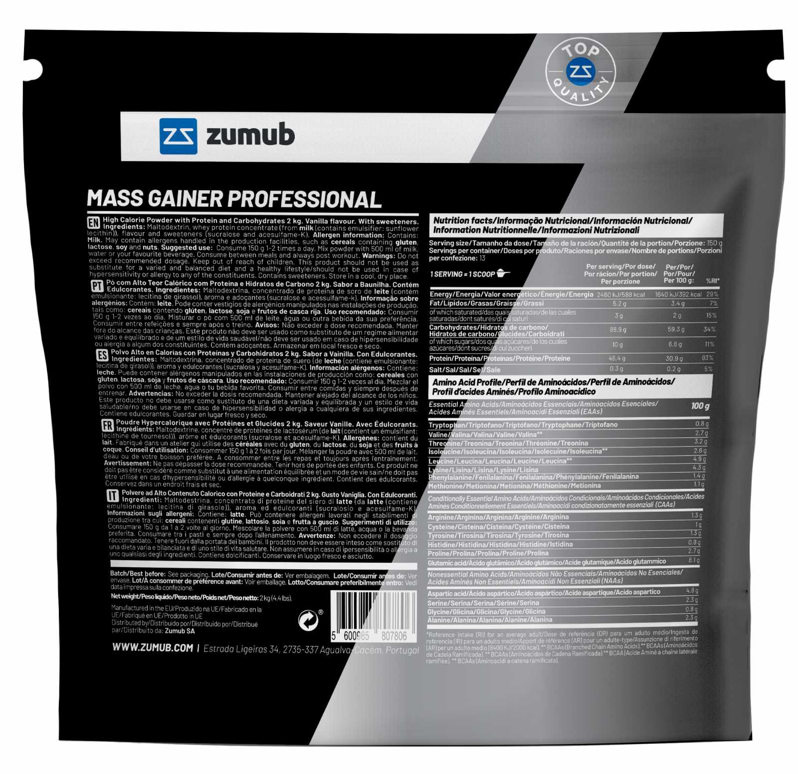 Zumub Mass Gainer Professional 2Kg