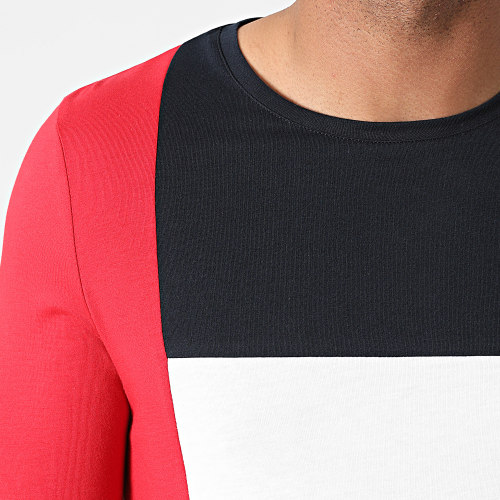Tee Shirt Manches Longues Tricolore 1819 Blanc Bleu Marine Rouge