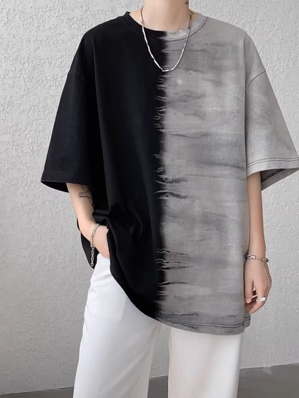Capbrew - Tie Dye T-shirt met korte mouwen en ronde hals