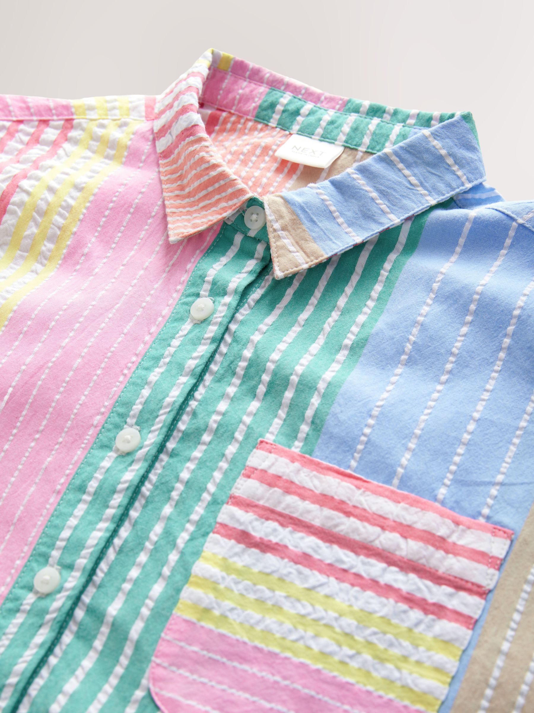 Regenboog van gemengde strepen - Oversized 100% katoenen overhemd (3-16jaar)