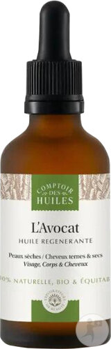 Comptoir Des Huiles L'Avocat Huile Régénérante Visage/Corps/Cheveux Flacon Compte-Gouttes 50ml