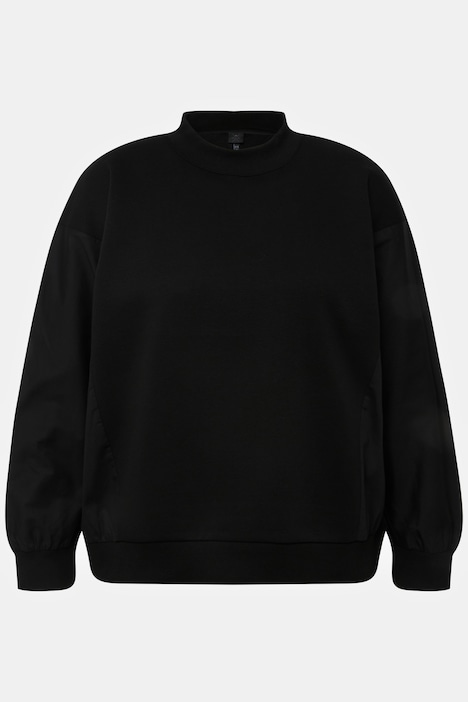 Sweatshirt, Popeline-Einsatz, Rundhals, Fledermaus-Langarm