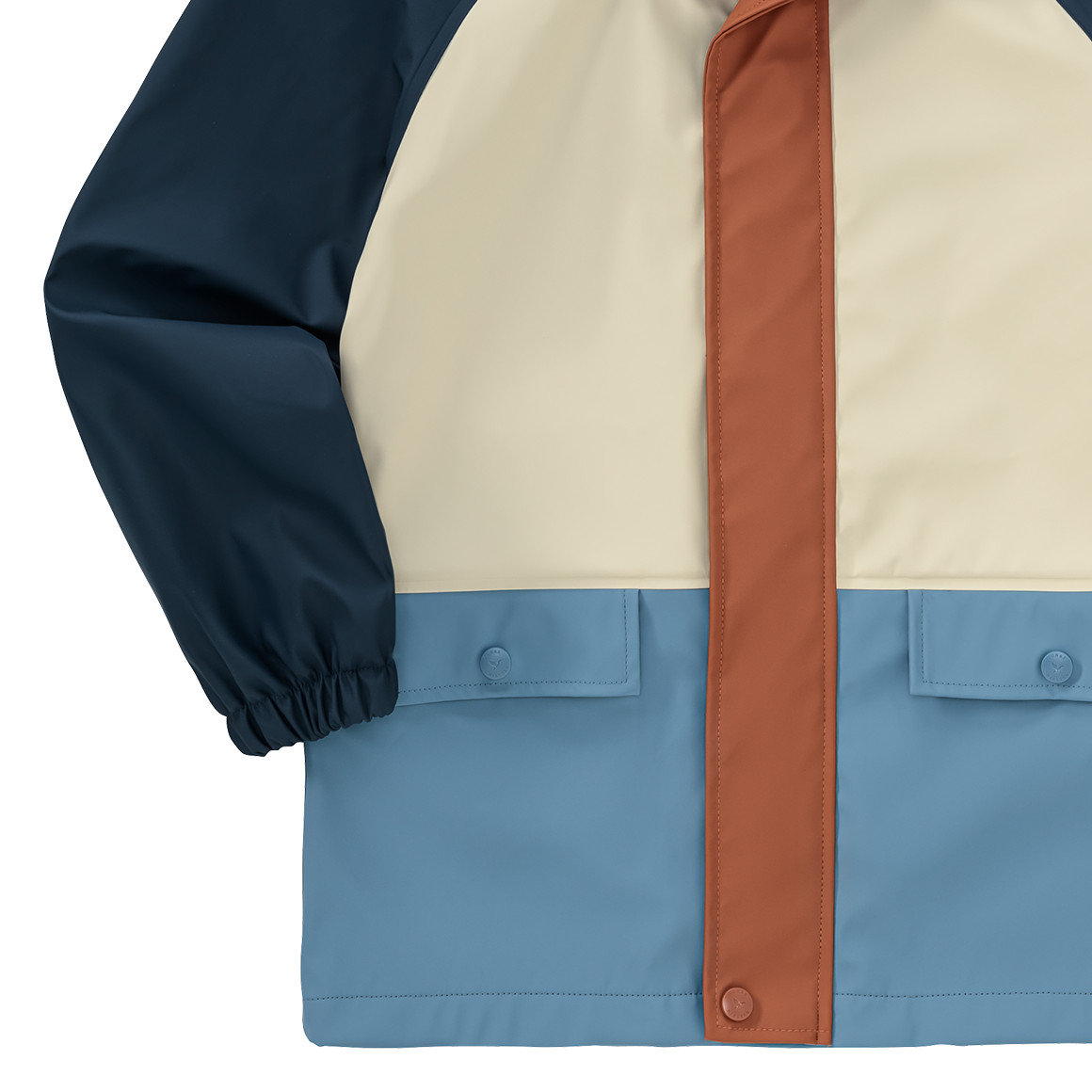 Jonas Nielsen Kinder Regenjacke mit Farbteilern dunkelblau / creme / hellbraun
