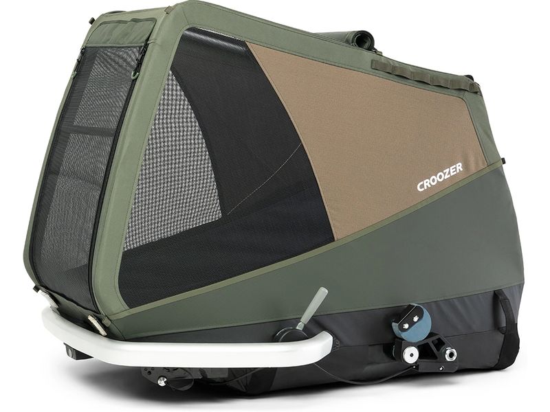 Croozer Veloanhänger Dog Mikke XL, Moss Green Fahrradanhänger für Hunde bis 45 kg