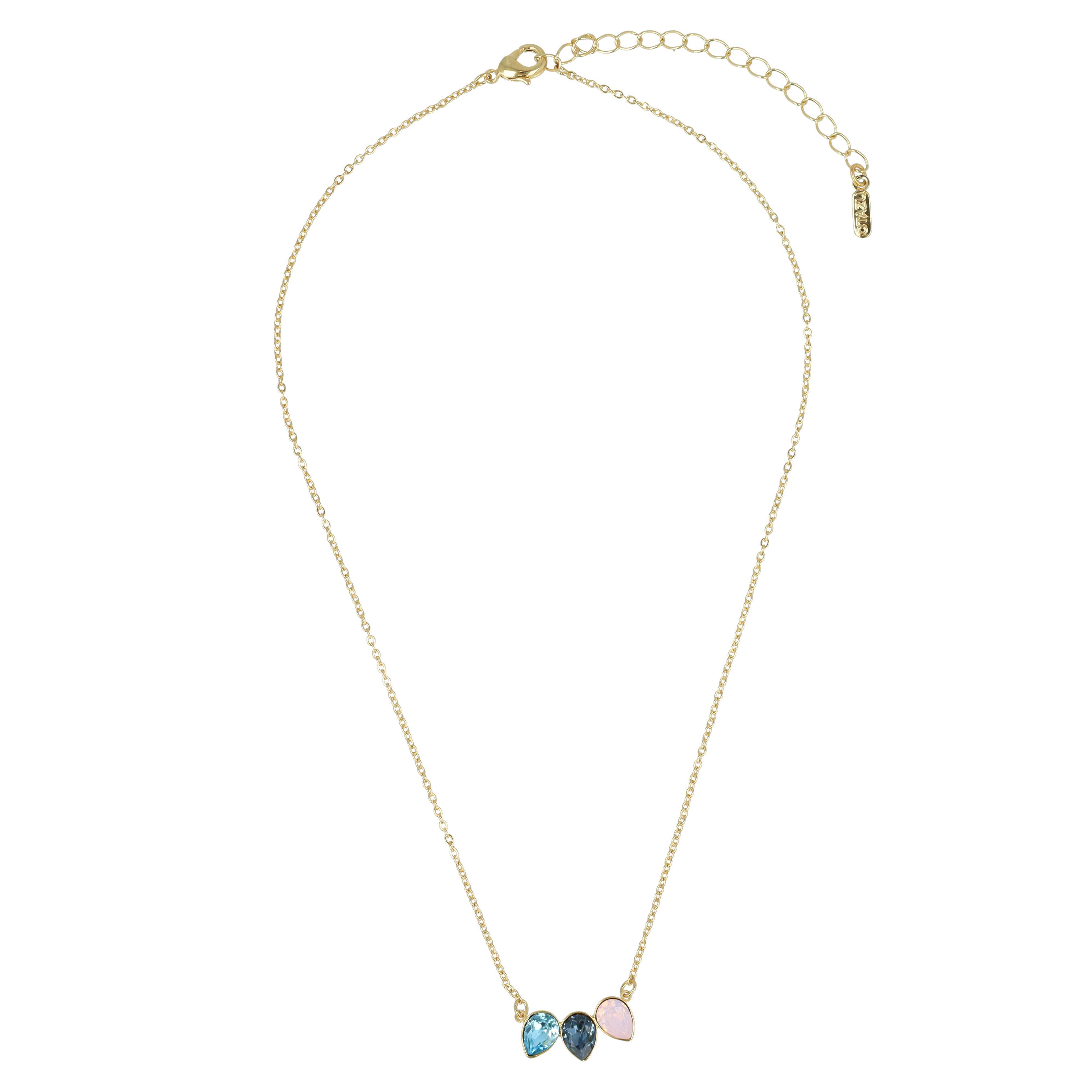 Otazu vergulde ketting met Swarovski kristallen Triple Leaf