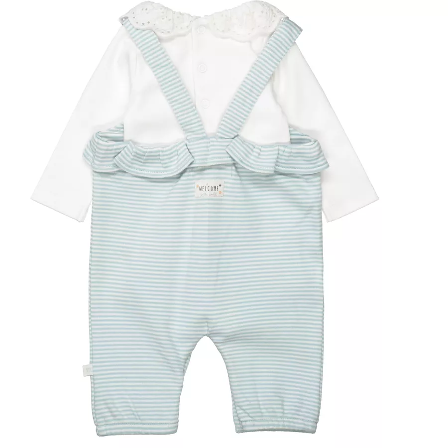 Staccato Strampler+Shirt aqua sky gestreift