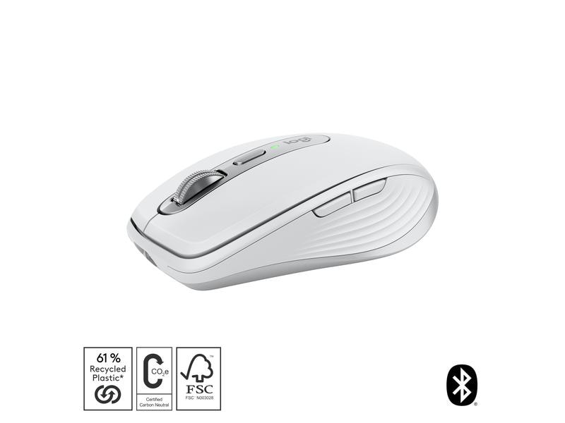 Logitech Mobile Maus MX Anywhere 3s Pale Grey Kompakte kabellose Performance-Maus mit 8K DPI-Sensor