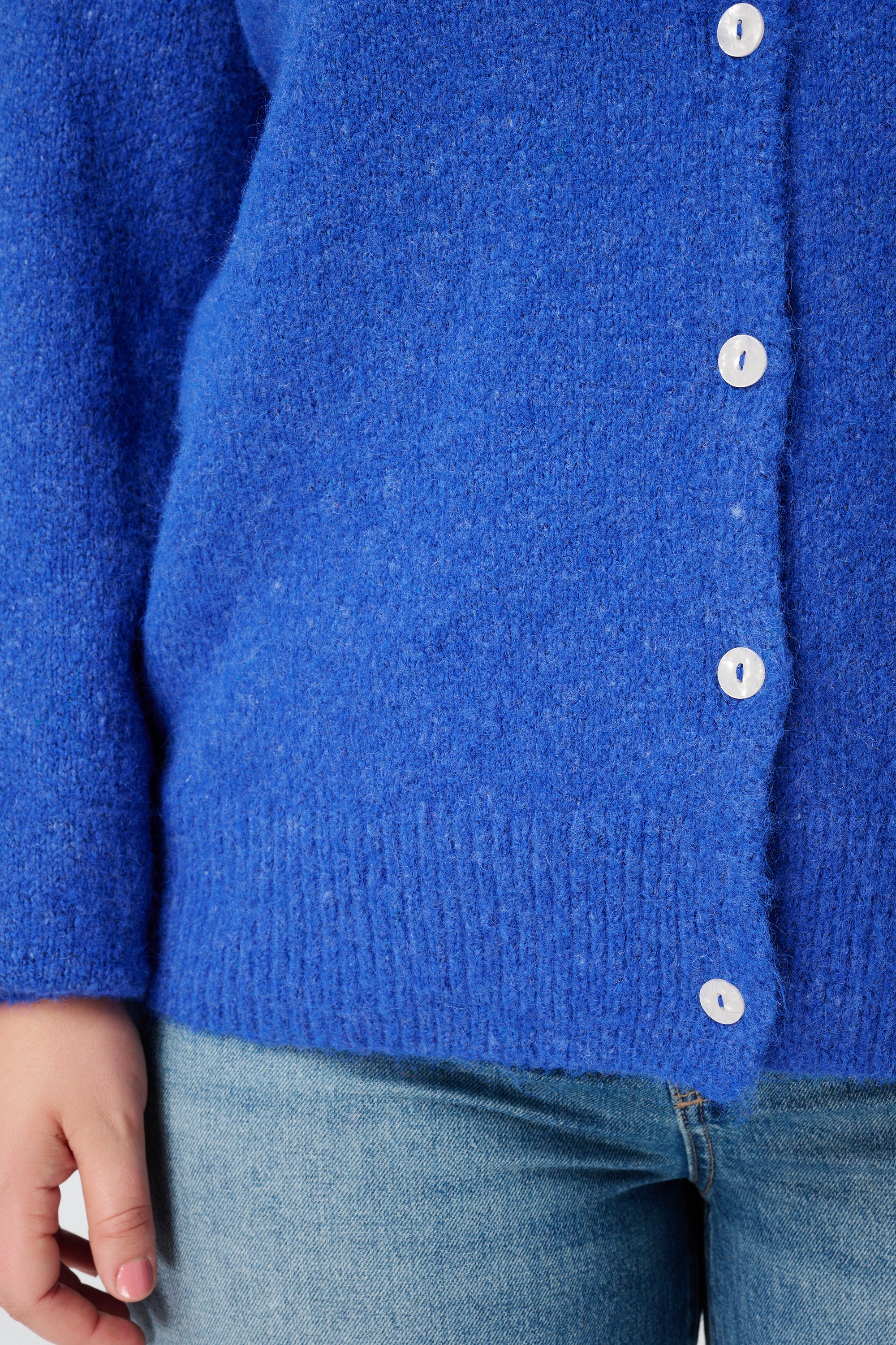 Fijn gebreid vest met knoopsluiting Kobalt blauw