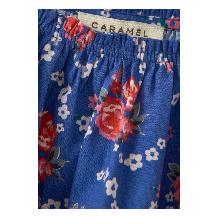Caramel Blouse en Popeline de Coton à Fleurs | Bleu marine