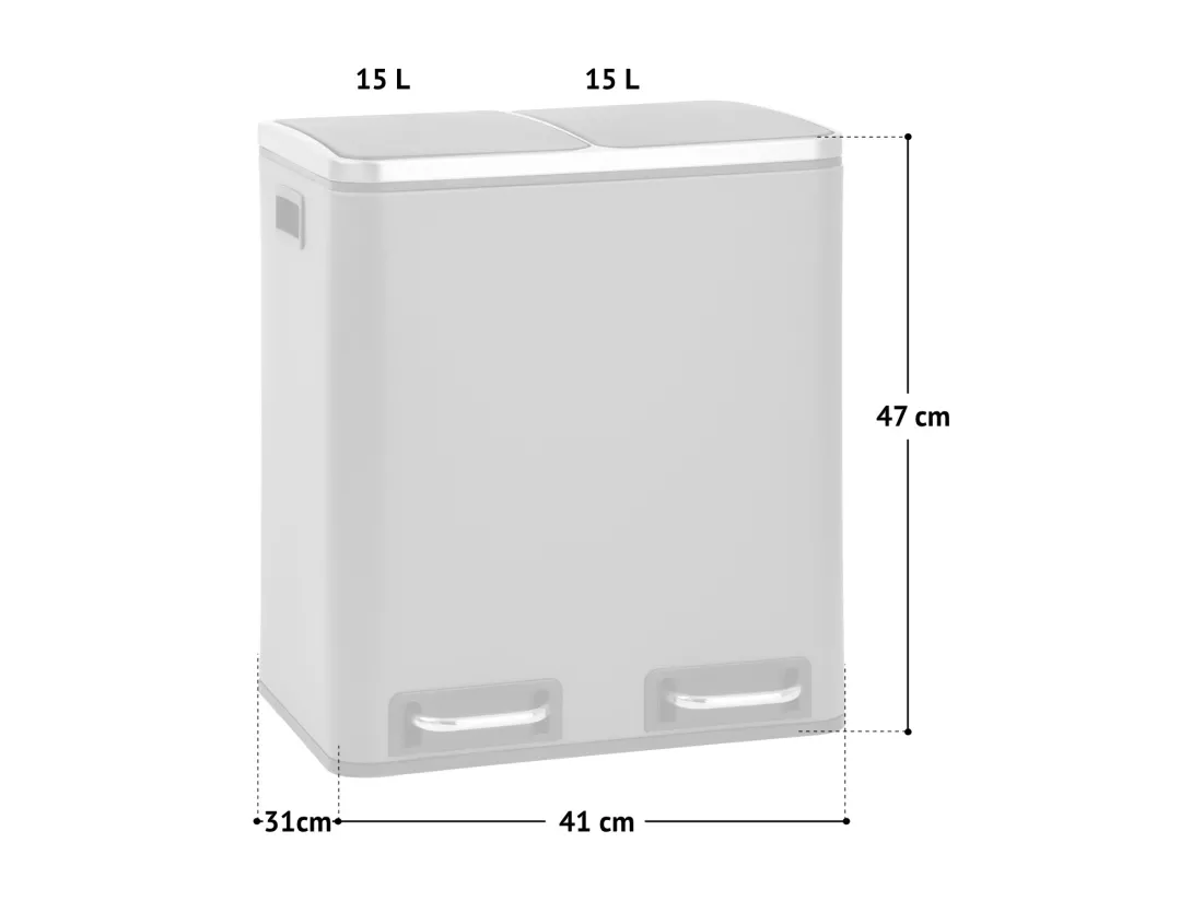 Poubelle de tri 30L en inox