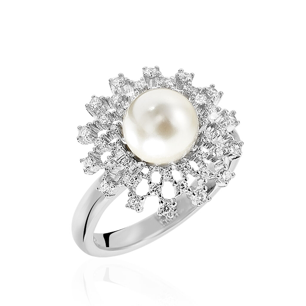 Bague Pearl Argent Blanc Oxyde De Zirconium