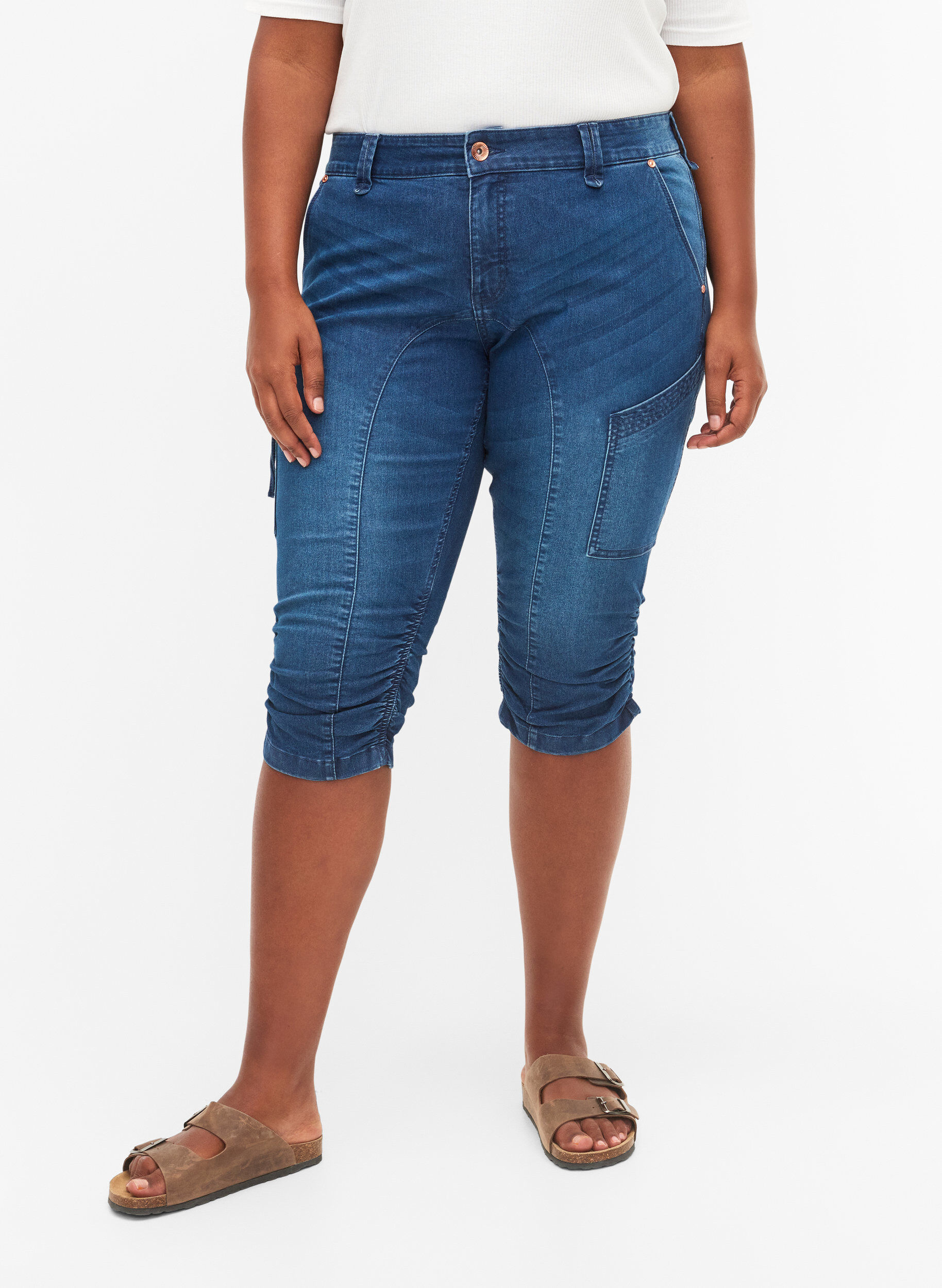 Slim fit capri jeans med lommer