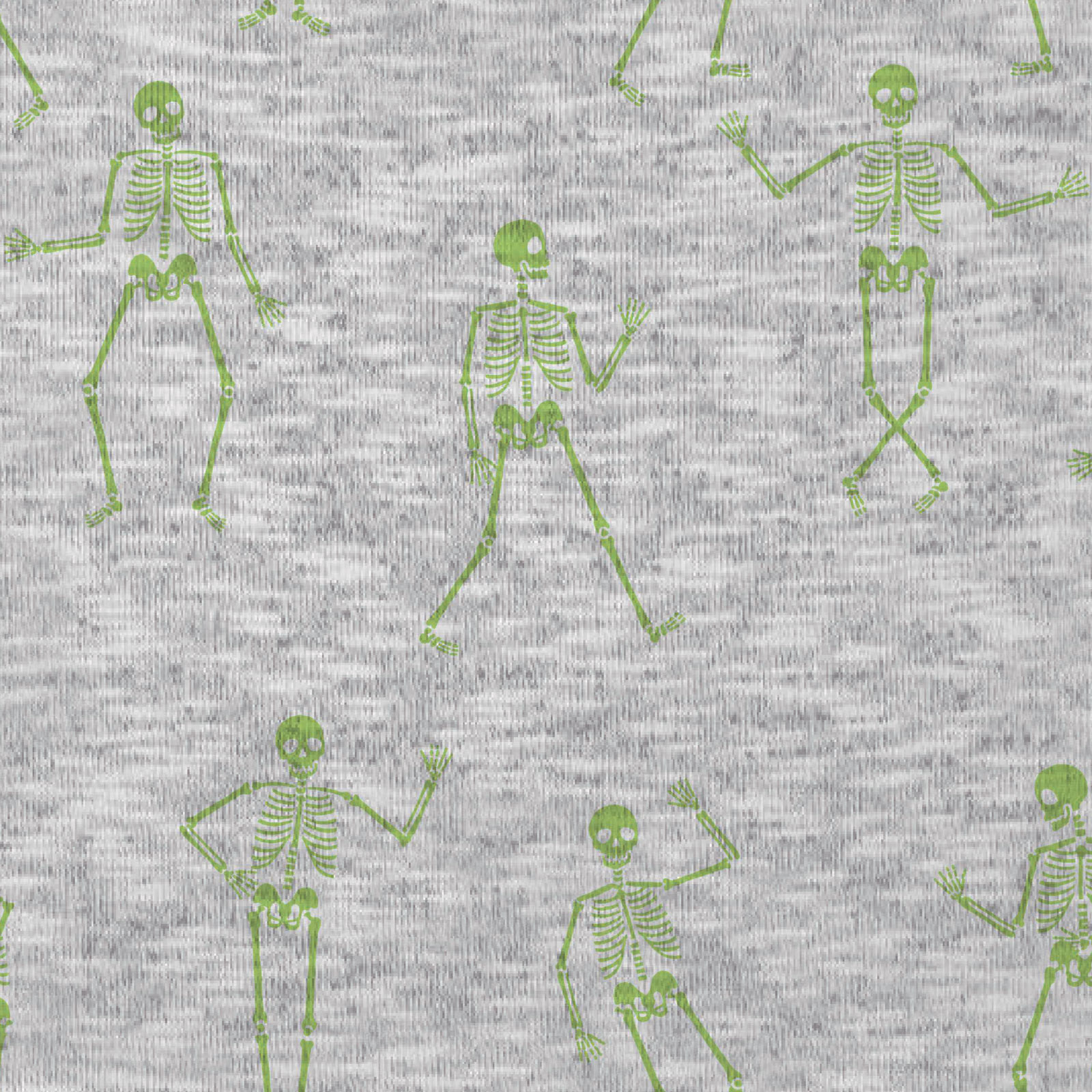 Jersey - grau-grün - leuchtende Skelette - 155 cm breit
