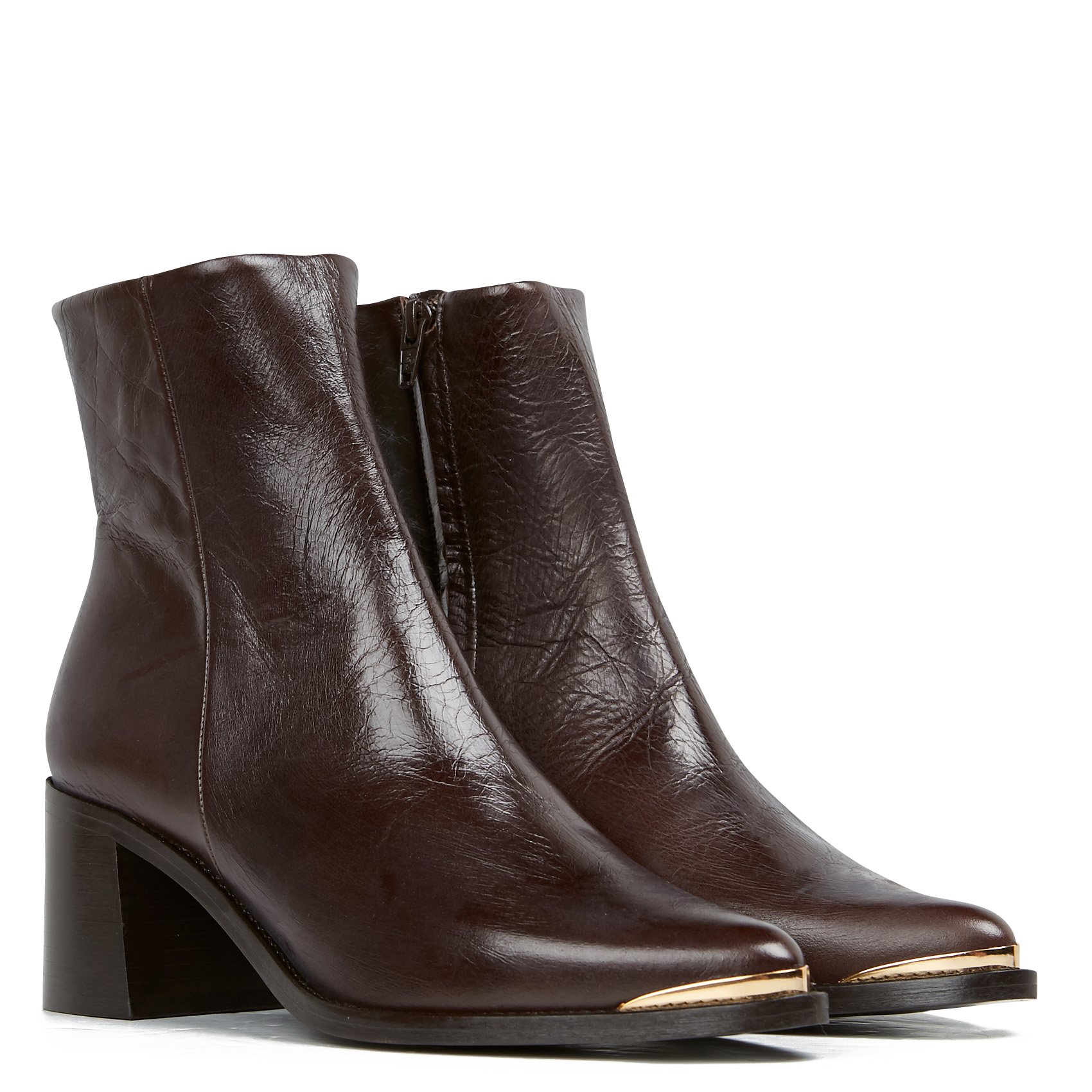 DELO - Bottines à bout pointu en cuir vieilli | Marron