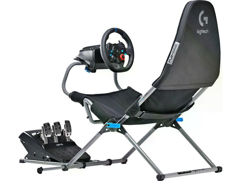 Playseat Challenge X – Logitech G Edition Grau/Schwarz Gaming-Stuhl mit zusammenklappbaren Design