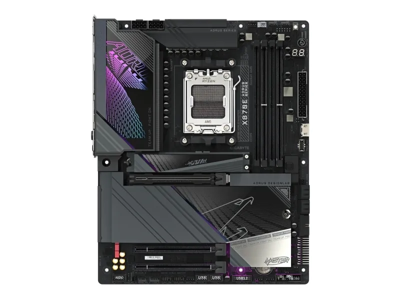 AORUS X870E MASTER - Bundkort - ATX - Socket AM5 - AMD X870E Chipset - USB-C 3.2 Gen 2x2, USB4, USB 3.2 Gen 1, USB 3.2 Gen 2 - 5 Gigabit Ethernet, Bluetooth, Wi-Fi 7 - onboard grafik (CPU påkrævet) - HD Audio (8-kanaler)