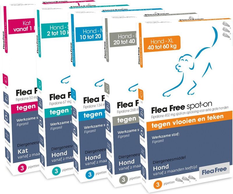 Flea Free Fipralone spot-on kat 1 tot 12 kg - 3 pipet