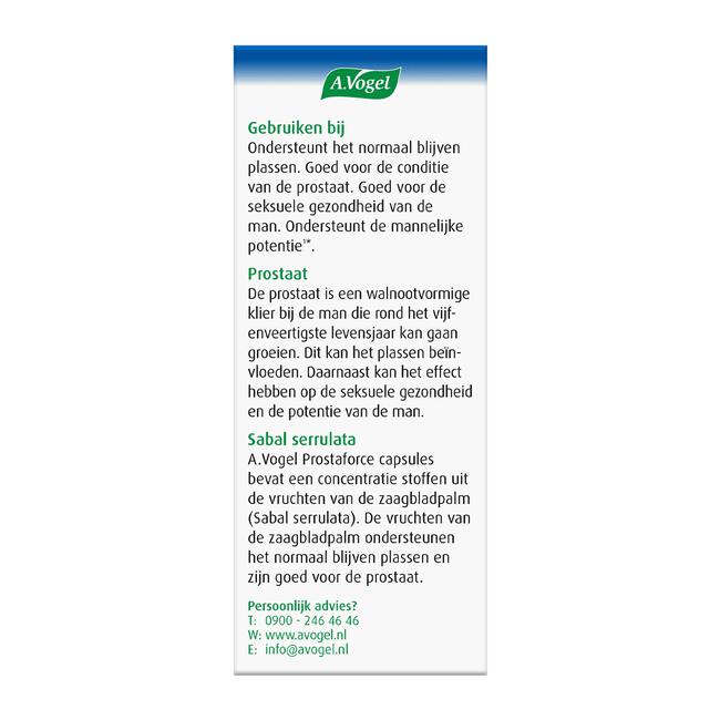 A.Vogel Prostaforce Helpt om Normaal te Blijven Plassen1* Capsules 30 stuks