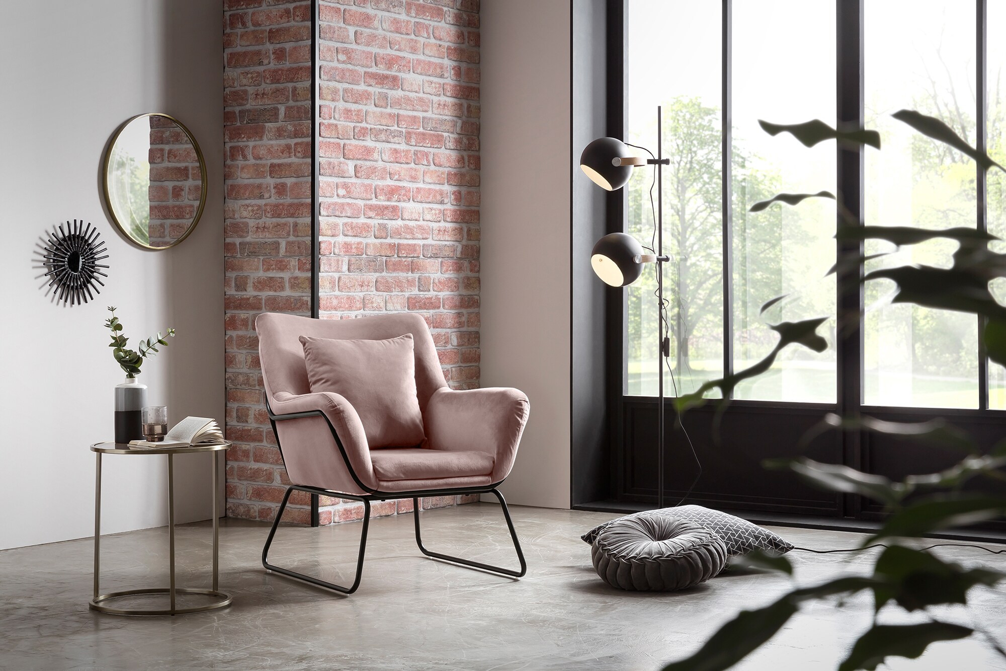 Relaxsessel Samtbezug Rose Sessel Polstersessel Ohrensessel Loungesessel