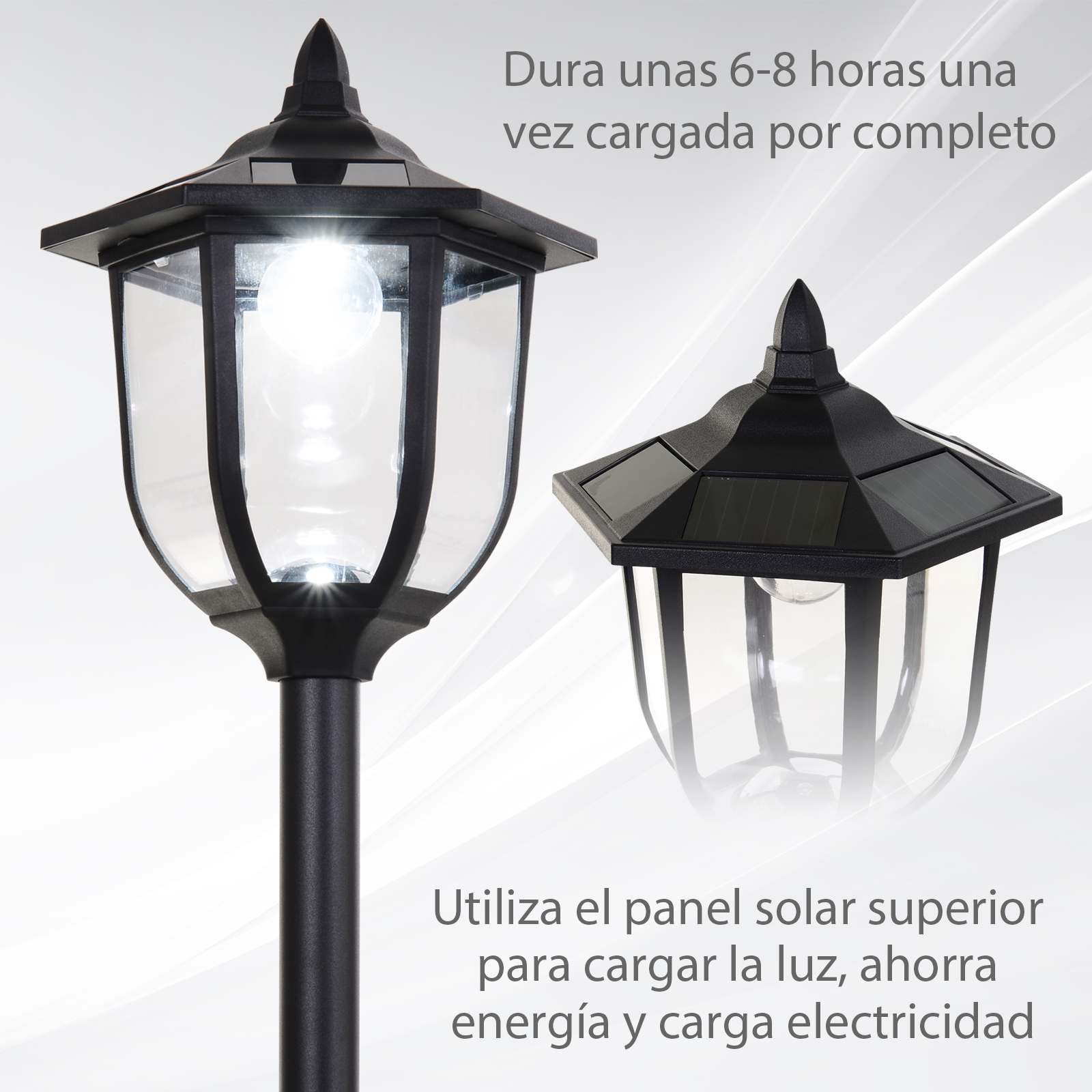 Postes de iluminação solar Outsunny pretos