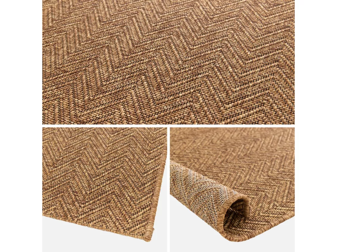 Tapis intérieur/extérieur effet jute coloris caramel. 200 x 290cm stabilisé aux UV