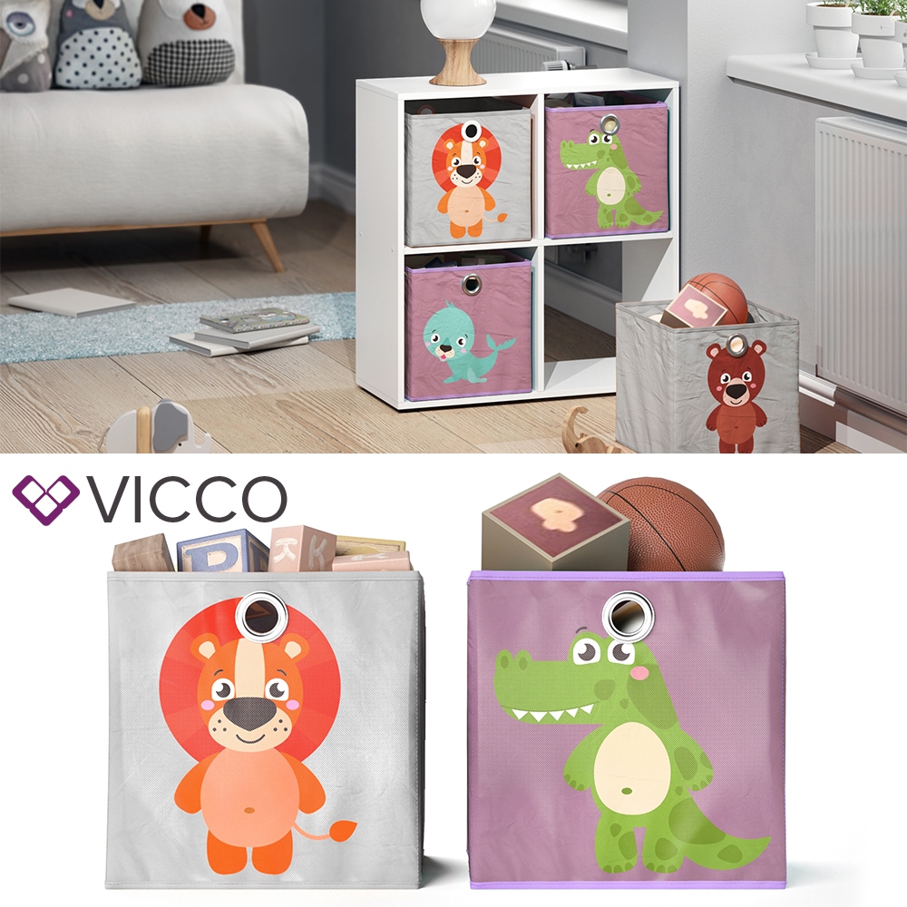 VICCO 2er Set Faltbox 30x30 cm Kinder Faltkiste Aufbewahrungsbox Regalkorb