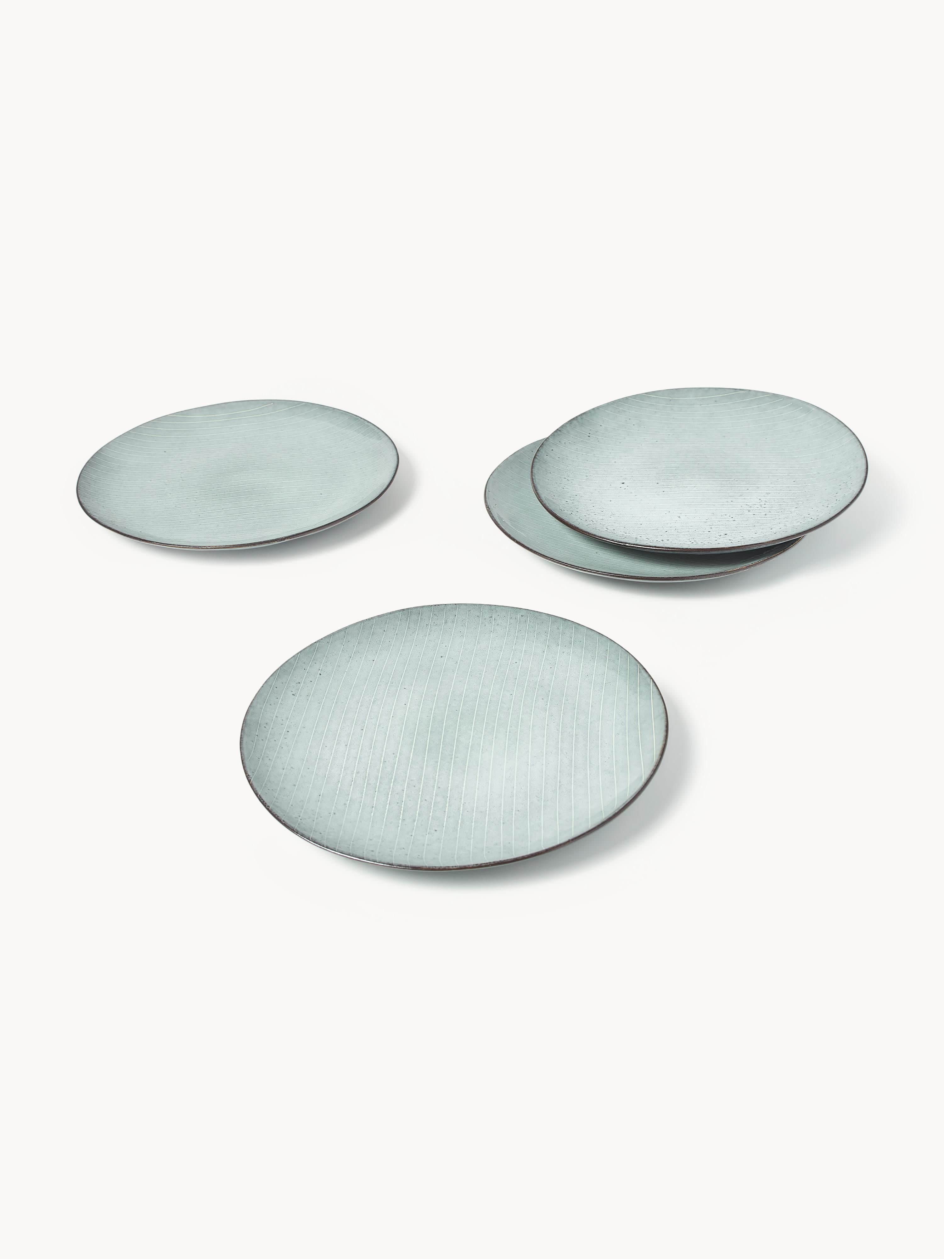 Handgemaakte dinerborden Nordic Sea, 4 stuks