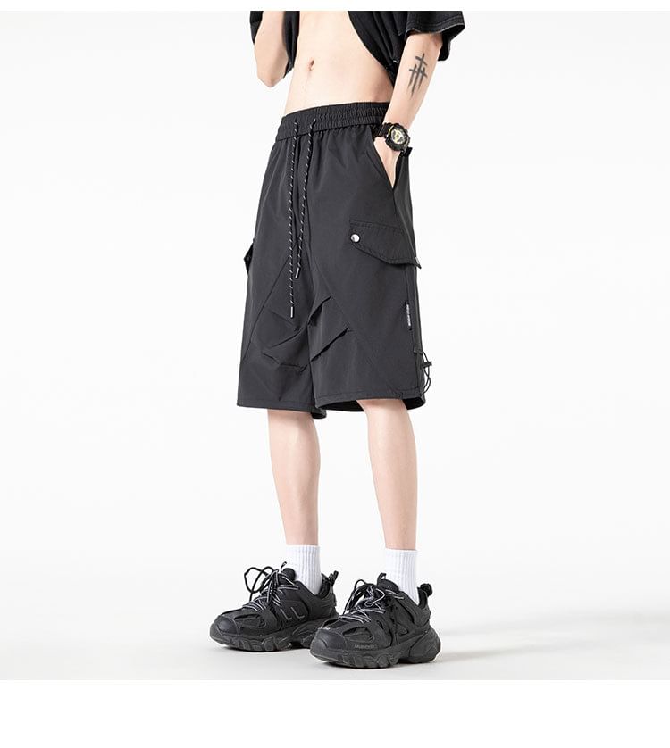 Cowpow - Mid Rise Plain Cargo Shorts