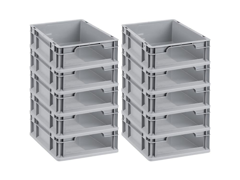 PROREGAL Eurobox NextGen Store HxBxD 12 x 30 x 40 cm 11 liter Voorzijde Open Euro Container Transportbox
