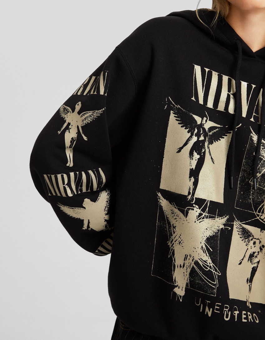 Moletom com capuz estampado do Nirvana