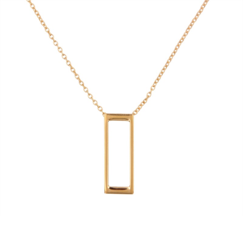 Collier Or Jaune - Motif Rectangle - Femme
