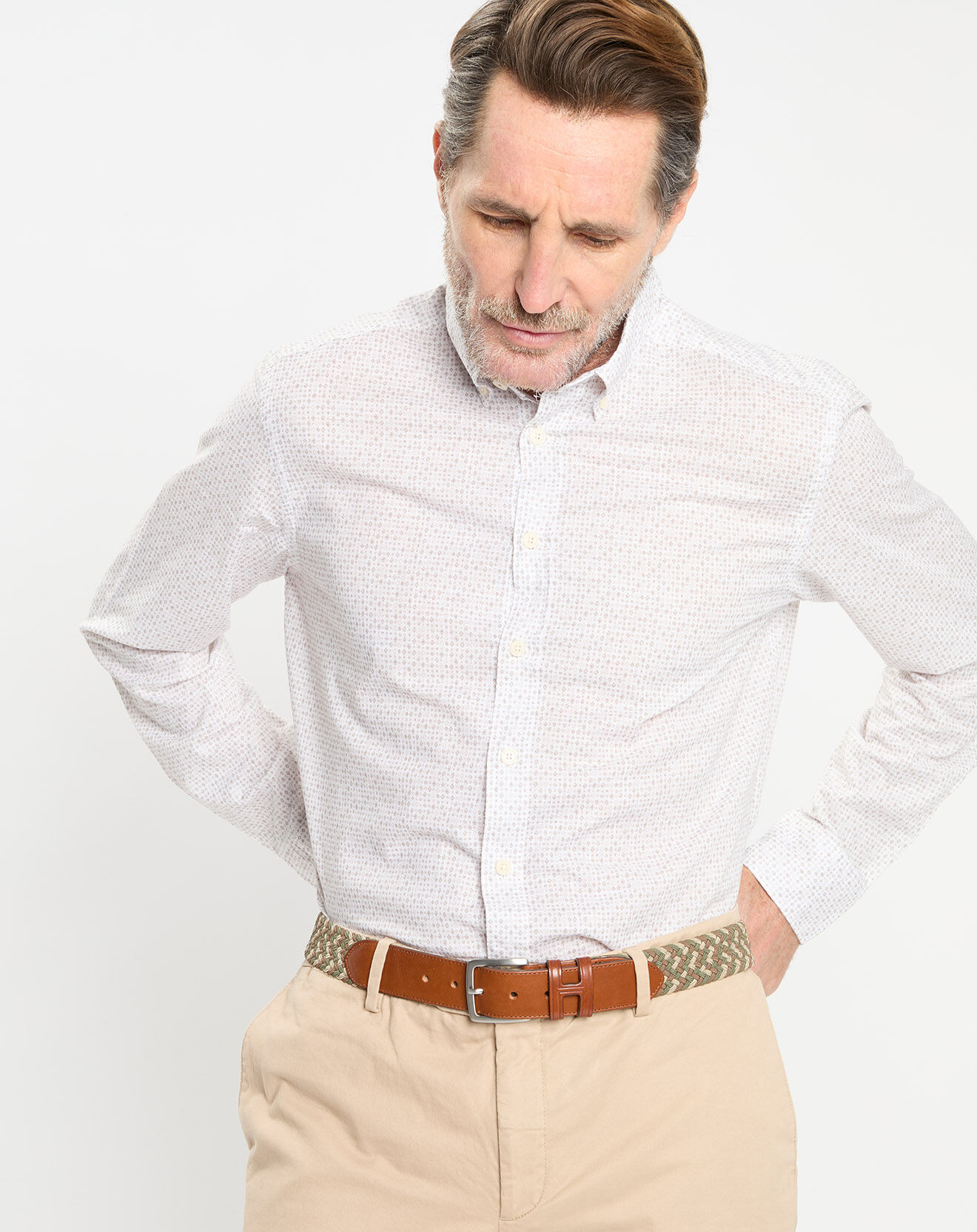 Hackett London Chemise Slim Fit à imprimé foulard blanche