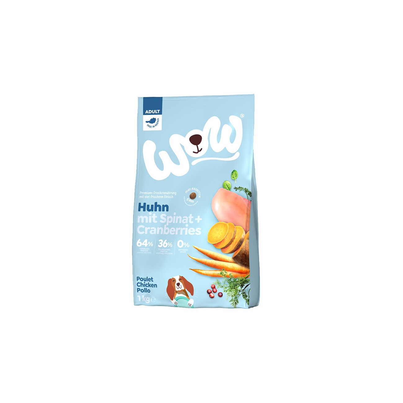 WOW Mini Adult Huhn mit Spinat 1kg
