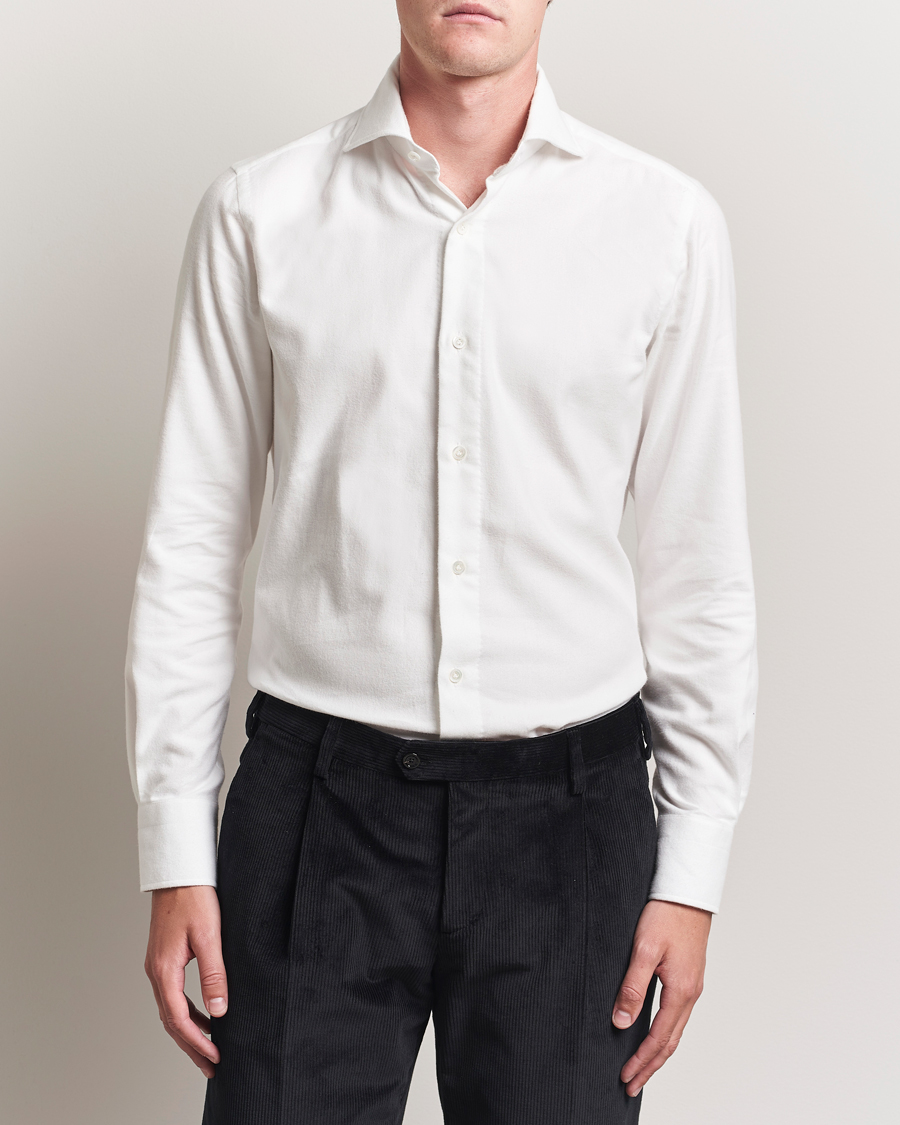 100Hands Herringbone Flannel Cut Away Shirt White