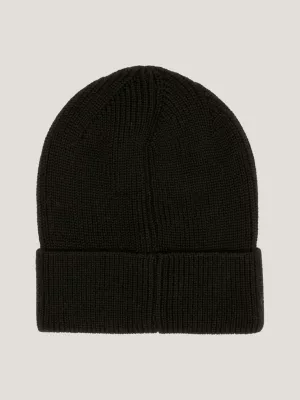 Gorro de malha canelada com estampa de bandeira
