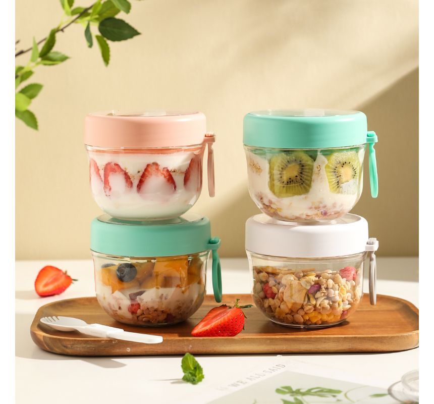 Chimi Chimi - Glazen voedselcontainer / lepel / vork / set (verschillende ontwerpen)