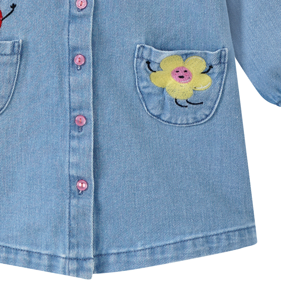 Topomini Baby Jeanskleid mit Stickereien hellblau