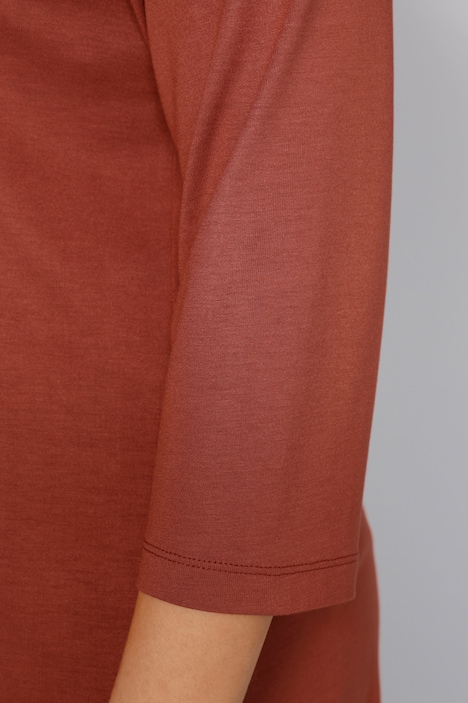 Longshirt, Ziernaht, V-Ausschnitt, 3/4-Ärmel