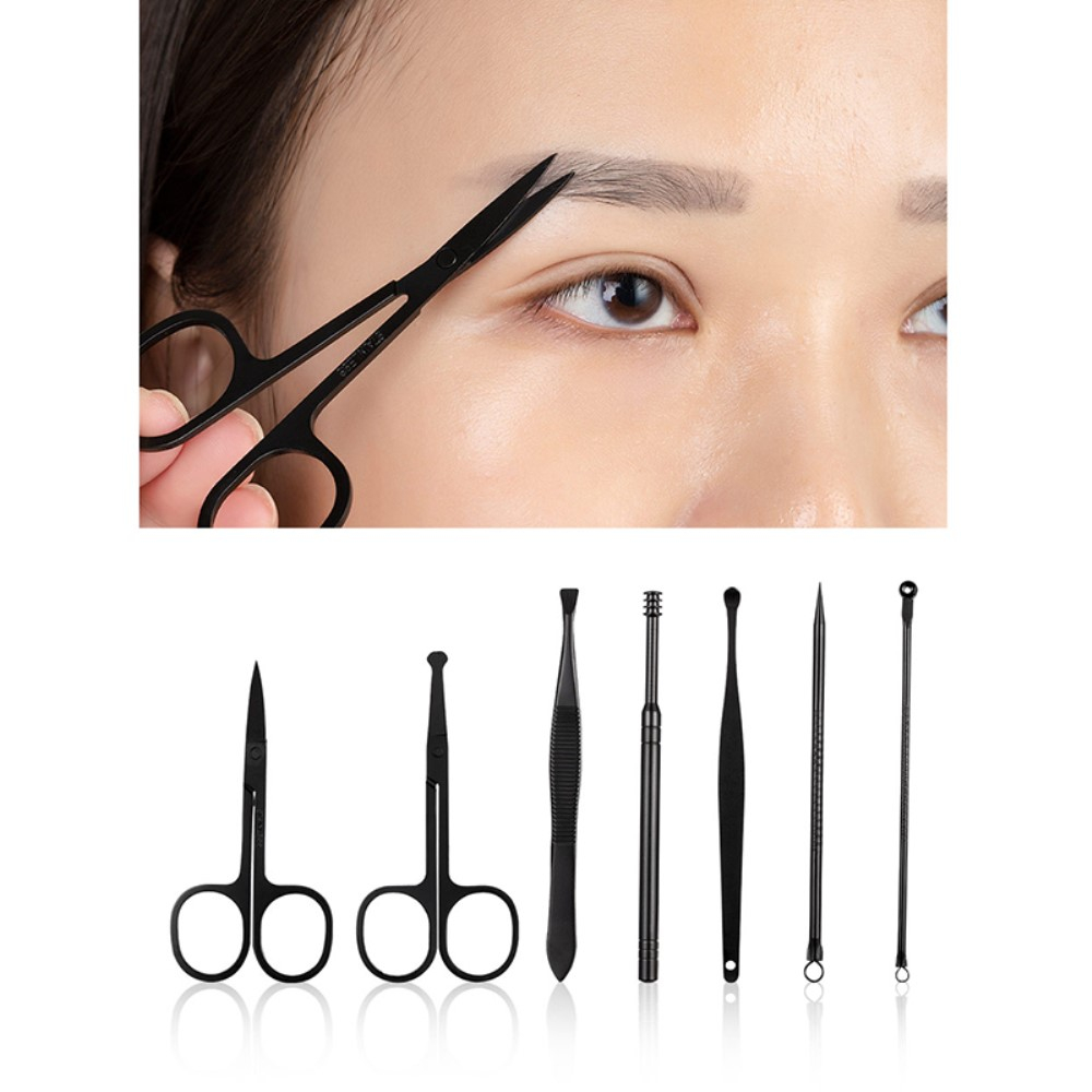 (19-tlg. Set) Pediküre Maniküre Finger Fuss Nagel Pflege-Set inkl. Leder Reise Etui - Schwarz