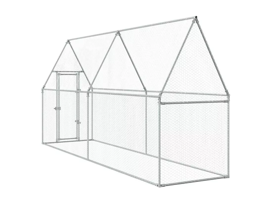 Cage pour poules argenté 400x100x190 cm acier galvanisé
